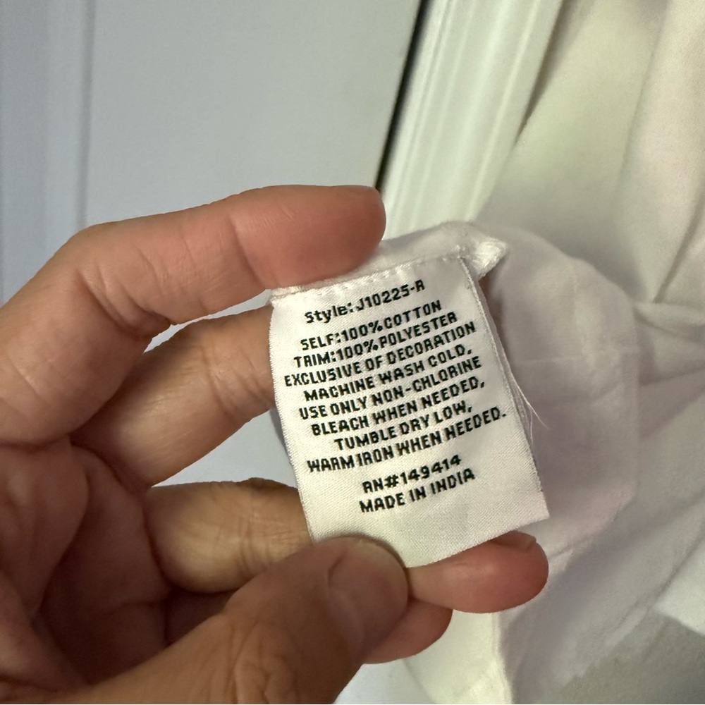 JOHNNY WAS white rainbow stitch detail cotton crew neck short sleeve tee t-shirt - Picture 6 of 6